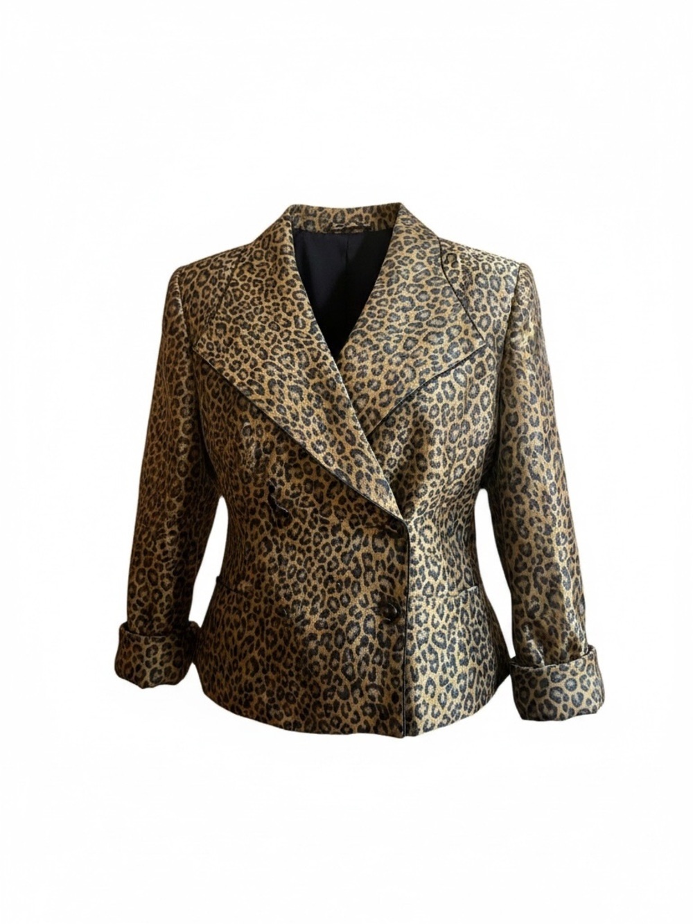 Jessica Howard Metallic Leopard Print Blouse Top Size 6 Vintage Evening Wear